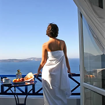 Ikies Hotel, girl gazing across the Mediterranean