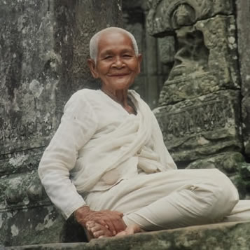 Cambodia, old lady in white