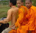 Cambodia, buddhist motorcyle monks